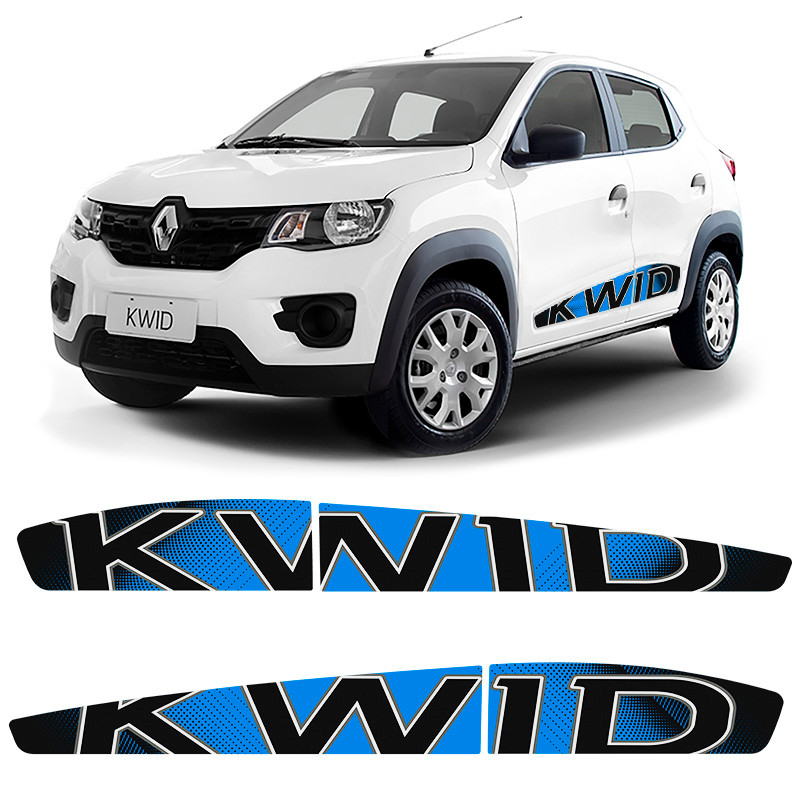 Faixas Kwid 2018 2019 2020 2021 2022 Adesivo Lateral Azul