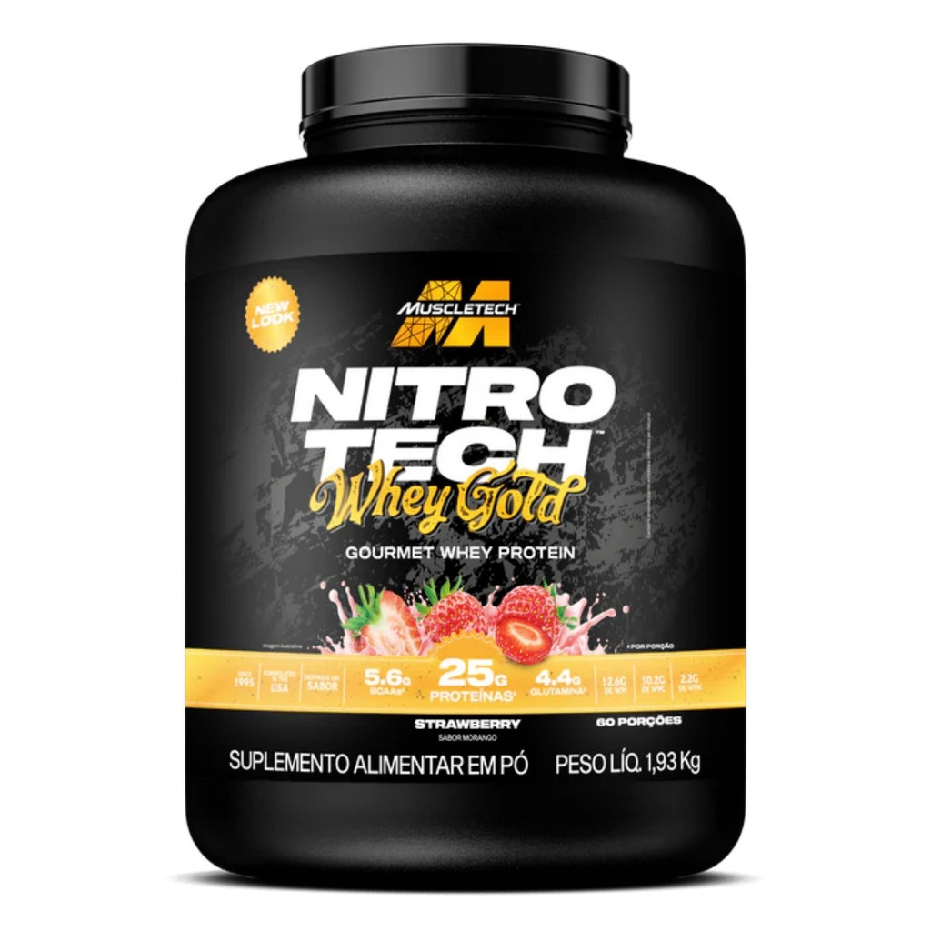 Whey Protein Nitro Tech Gold Pote 1930g Muscletech Morango em Oferta na Shopee