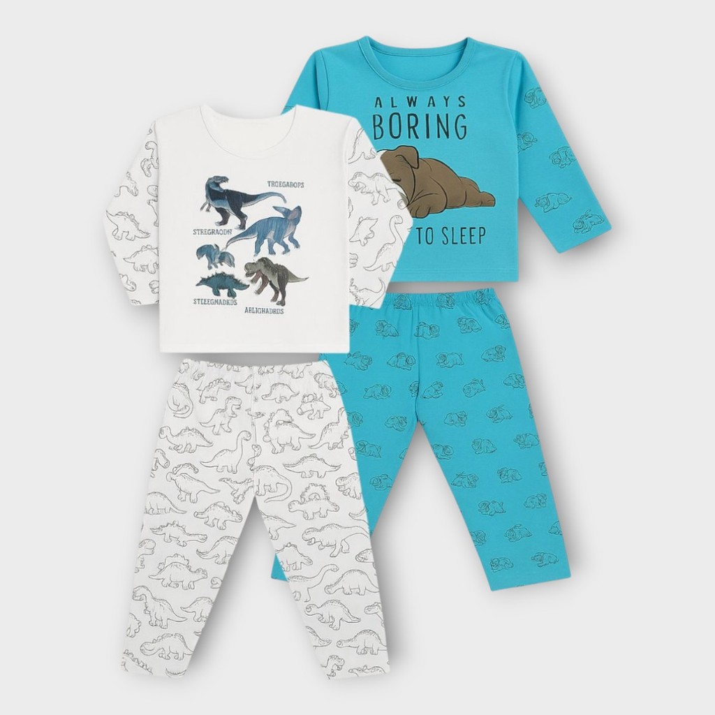 Pack 2 Roupinha De Dormir Pijama Algodão Infantil Meninos Com Desenhos Estilo TV E Figurinhas