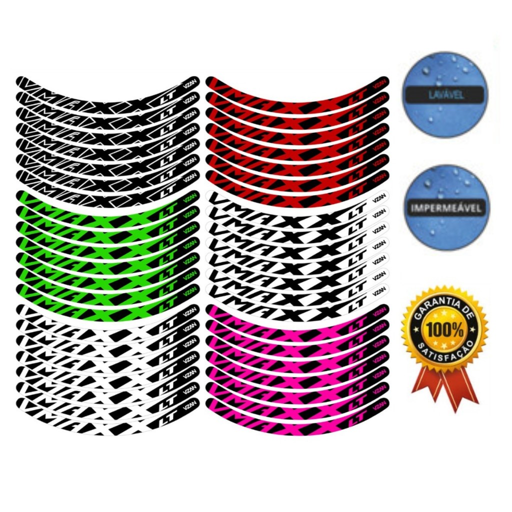 Kit 12 Adesivos de Roda Vmaxx para Bike Aro 24 26 29, Freio V-Brake e Disco Várias Cores