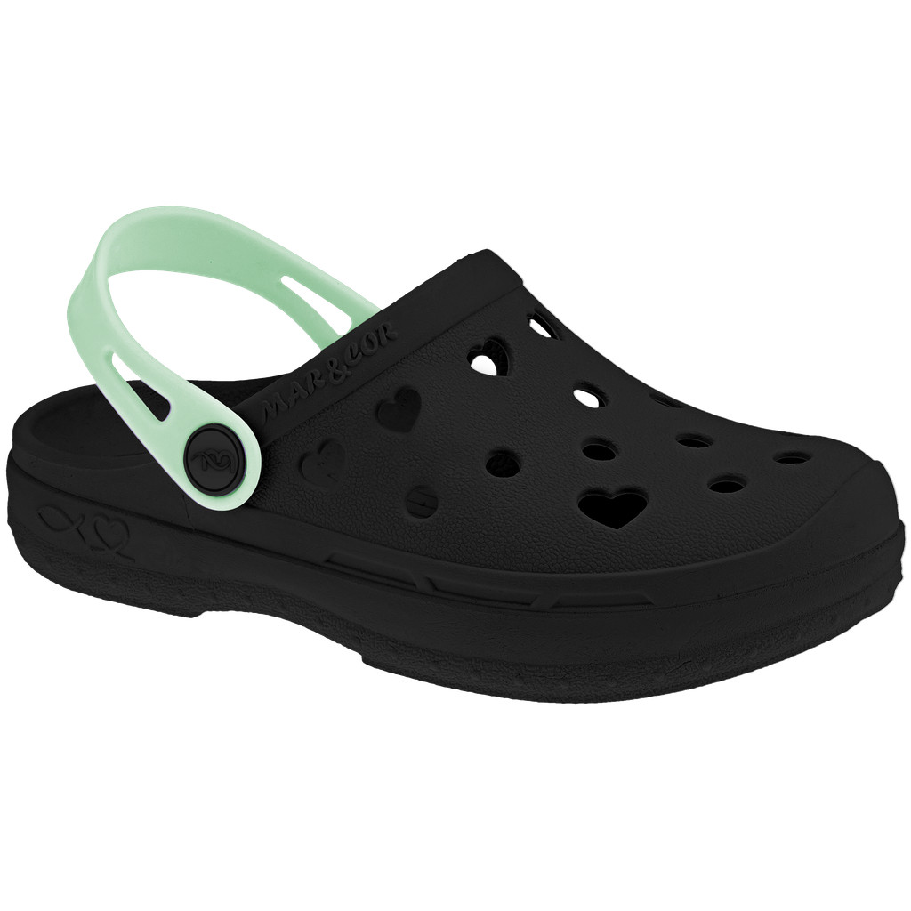 Babuche Infantil Menina Kidy Baby Aquarela Preto/Verde Confortável Leve Macio