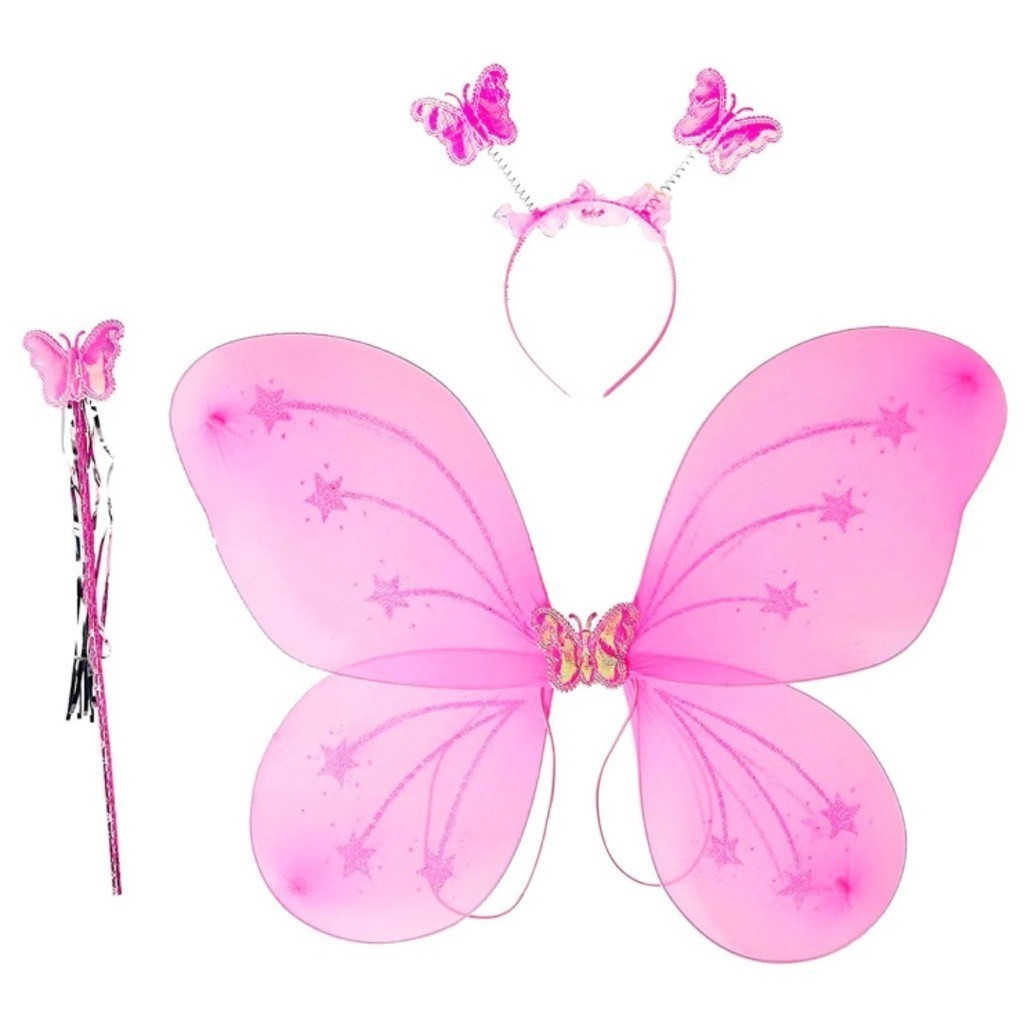 Kit Asa De Borboleta Fantasia Infantil Fada com Tiara e Varinha MT em Oferta na Shopee