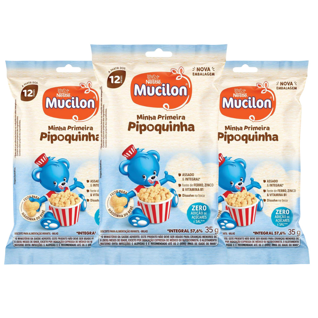 Kit 3 Lanchinho Mucilon Pipoquinha 35g em Oferta na Shopee