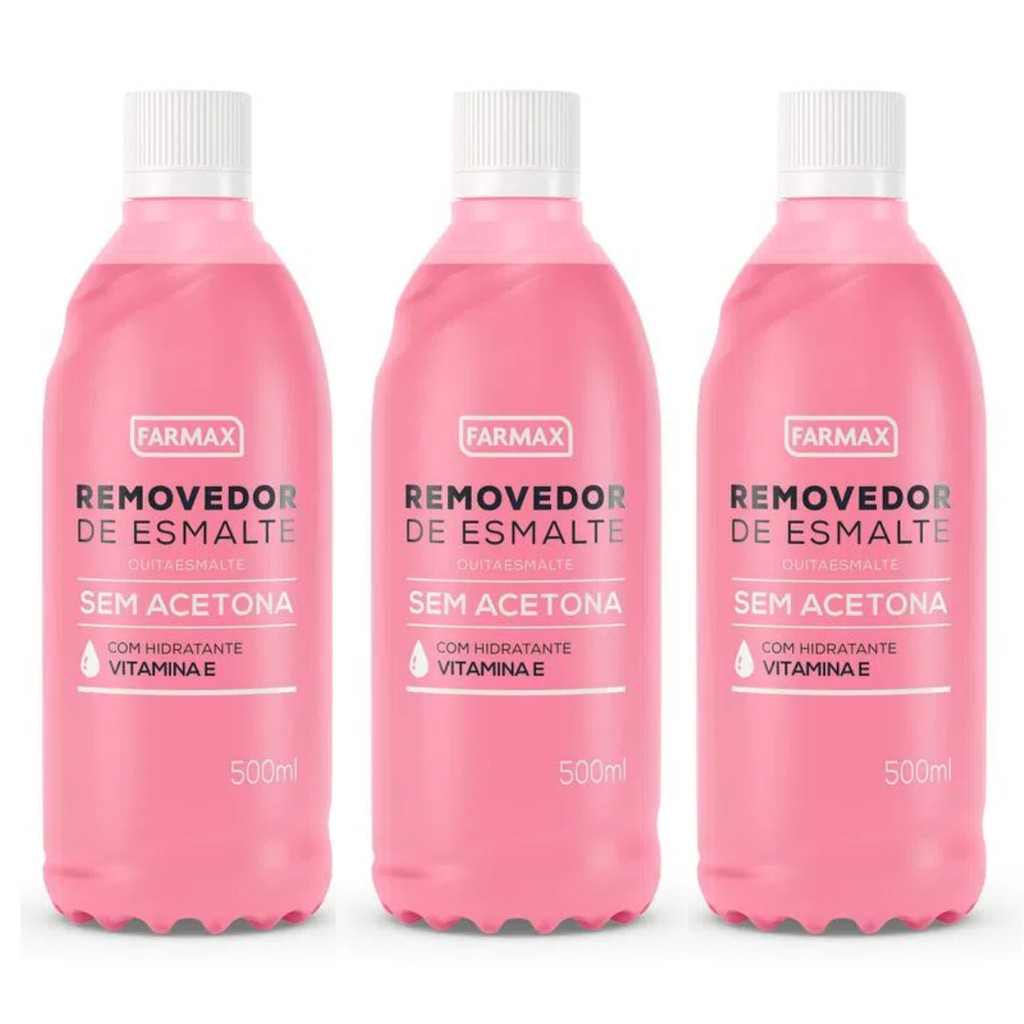 Removedor de esmalte Farmax 500ml - Kit com 3 unidades em Oferta na Shopee