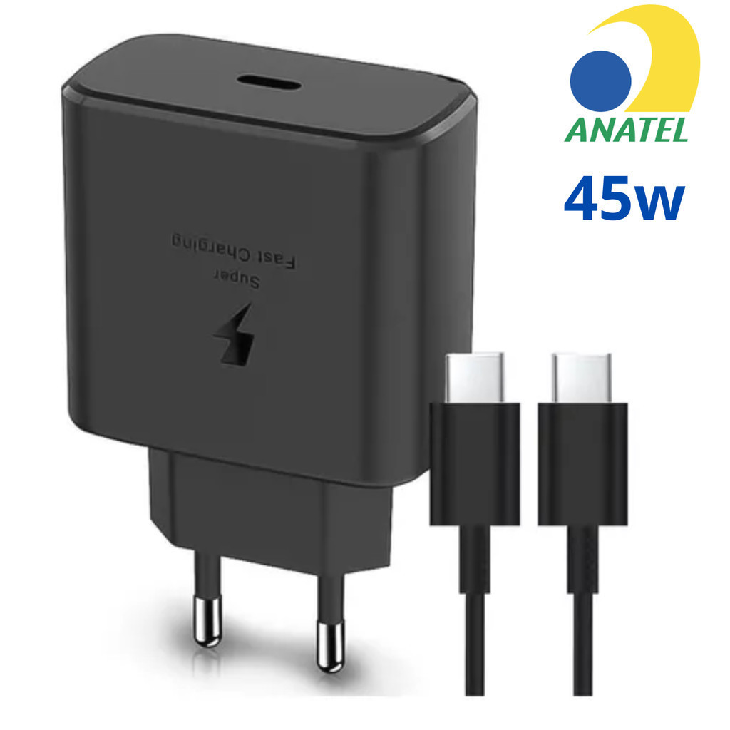 Carregador 45w Tipo C Turbo ORIGINALPara Galaxy A50 A52S A54 A70 A72 S20 Fe S21+ S22 S23 Ultra S24 em Oferta na Shopee