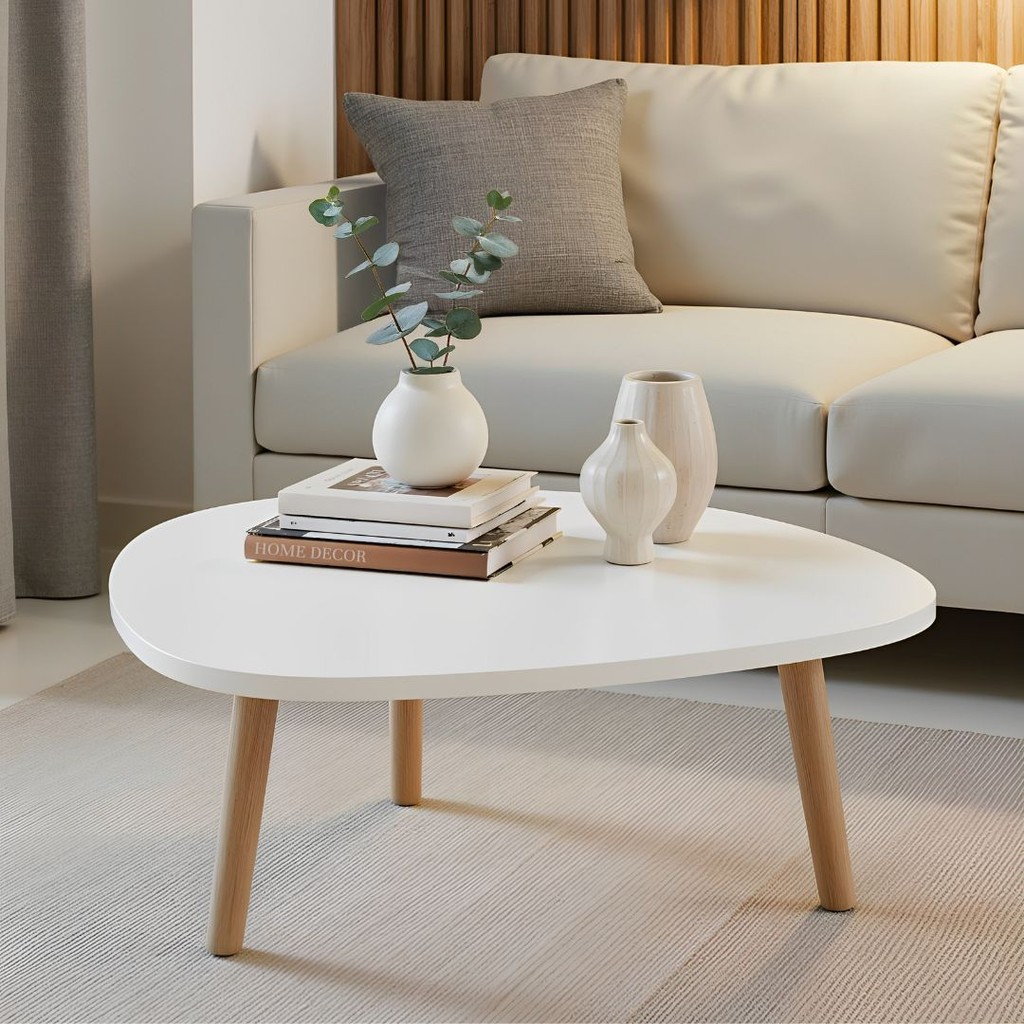 Mesa de Centro Orgânica Moderna Para Sala Pés Madeira