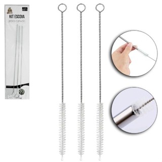 Escova Higiênica Para Limpeza de Canudos Com 3 Peças 20CM - BC24192 em Oferta na Shopee