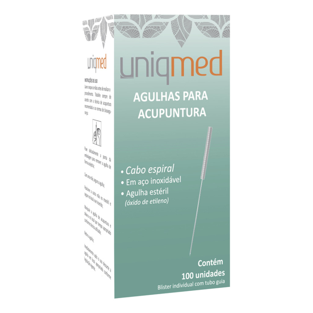 Agulha Acupuntura Aço Inoxidável 0,25X50MM 100 UN Uniqmed