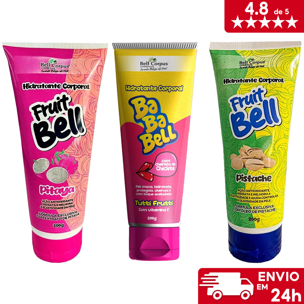 Kit Hidratante Corporal Fruit Bell Tutti Frutti + Pistache + Pitaya 200g - Bell Corpus