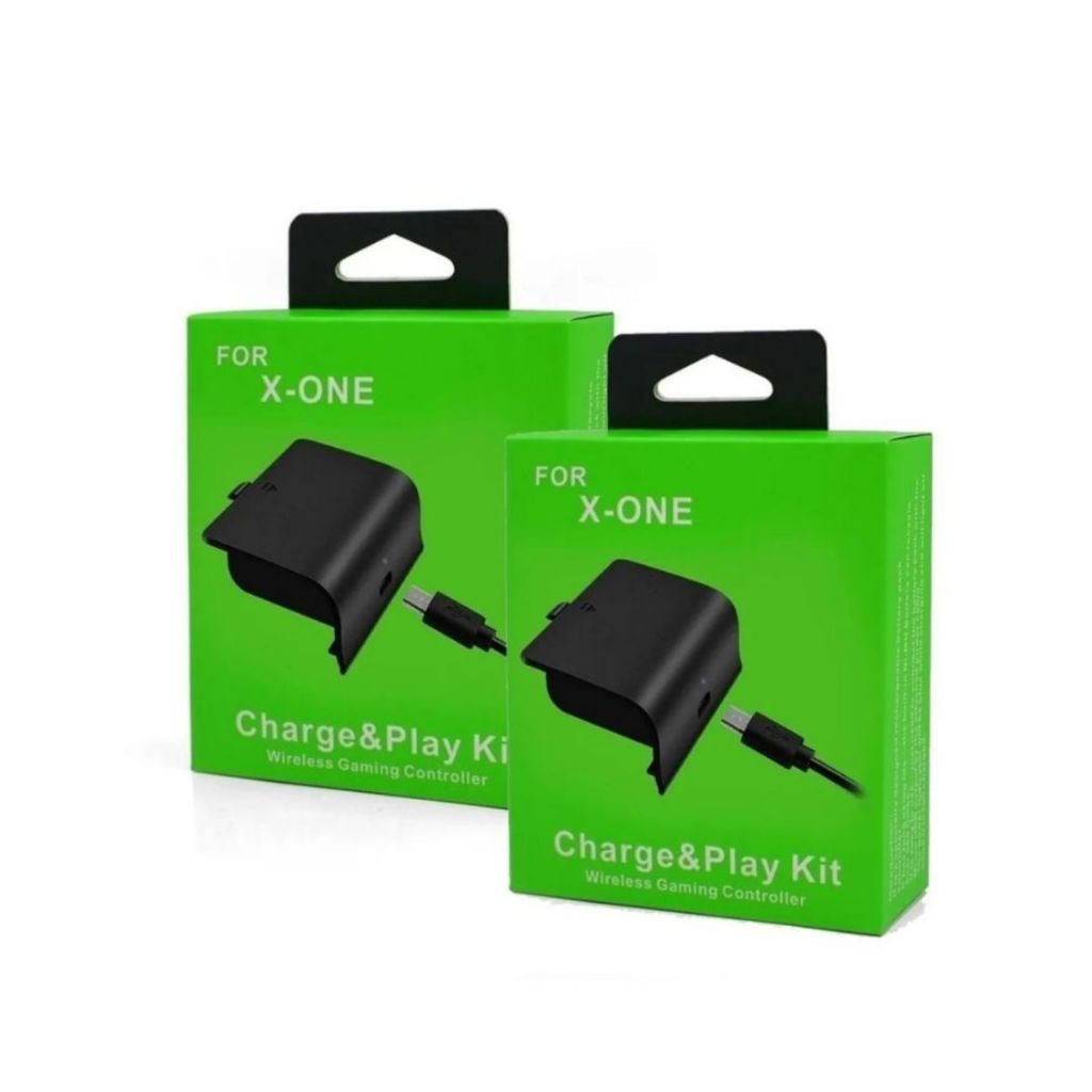 Kit 2 Bat. Carregador para Controle X-Box One S Fat Recarregável + Cabo USB