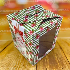 25 CAIXAS PARA PANETONE 100G C/VISOR BENGALAS NATALINAS OUTLET - D18 12290