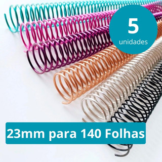 Espiral de Metal 23 mm 35 cm para 140 Folhas 90 gramas 2x1 Passo 6mm Encadernação - 5 unidades - Várias Cores em Oferta na Shopee