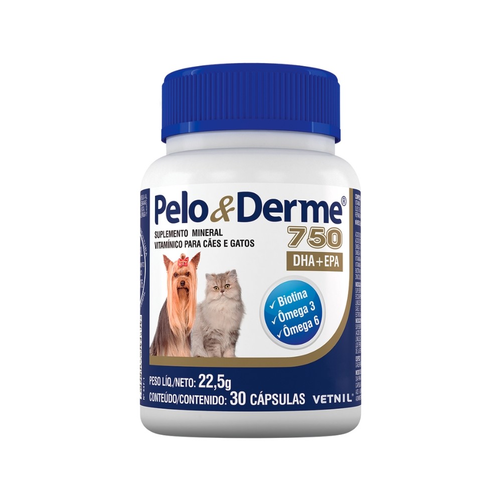 Pelo E Derme 750 Dha + Epa 30 Capsulas - Vetnil em Oferta na Shopee