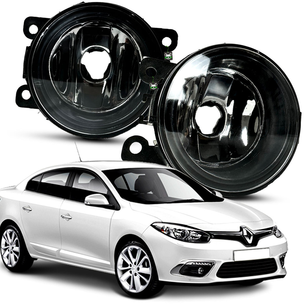 Par Farol Auxiliar Milha Lente Vidro Aro Preto Fluence 2011 2012 2013 2014 2015 2016 2017 2018 - Automobiles