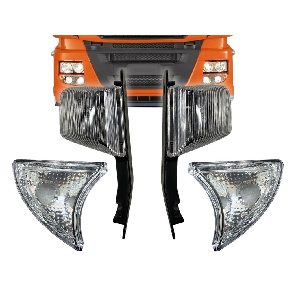 Kit Lanterna Pisca Seta Chifrinho Lateral Para Iveco Stralis Após 2006 Cristal