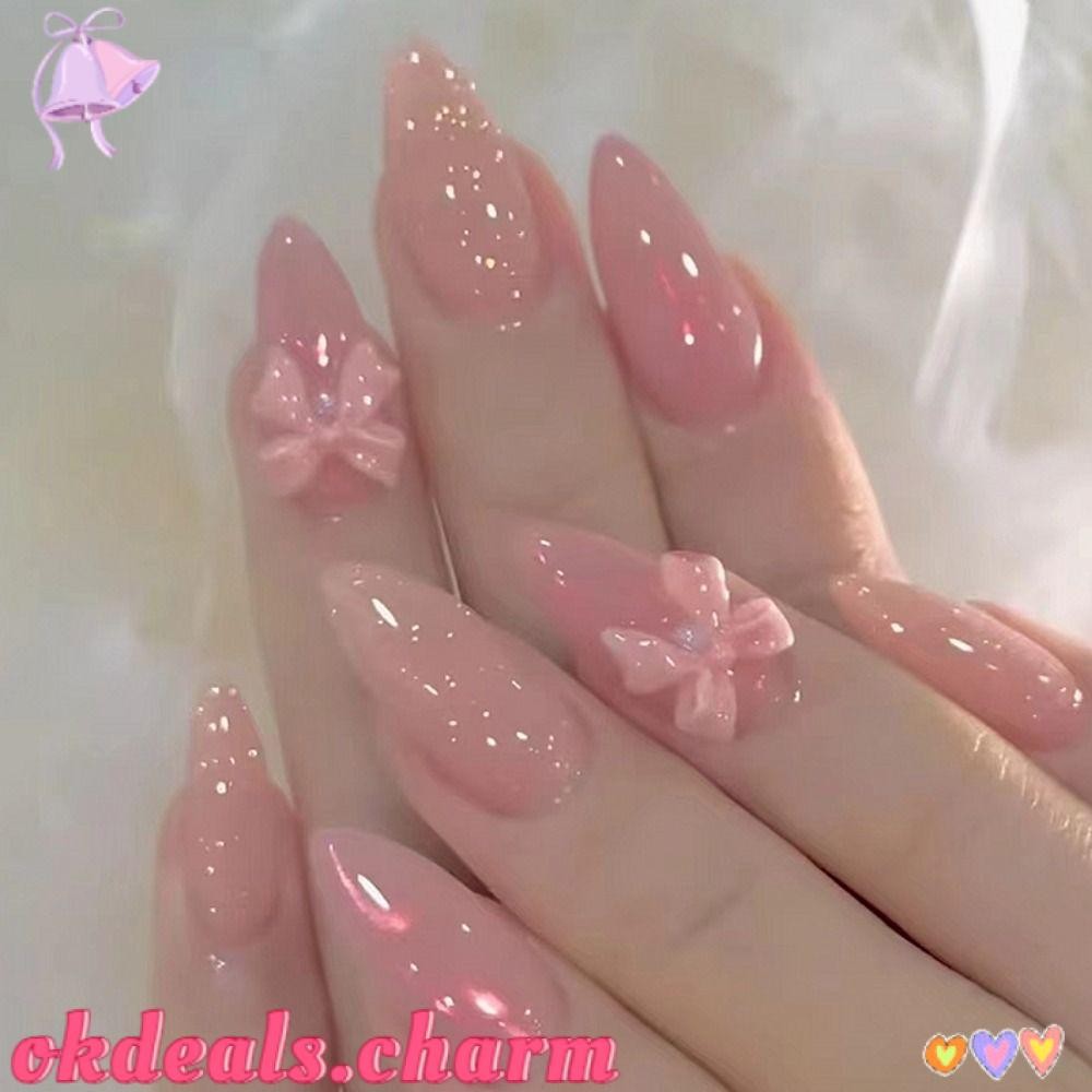 CHARM Fake Nials , Bailarina Longa De Amêndoa E Unhas Postiças De Flores Quadradas , Prensa Removível Nas em Oferta na Shopee