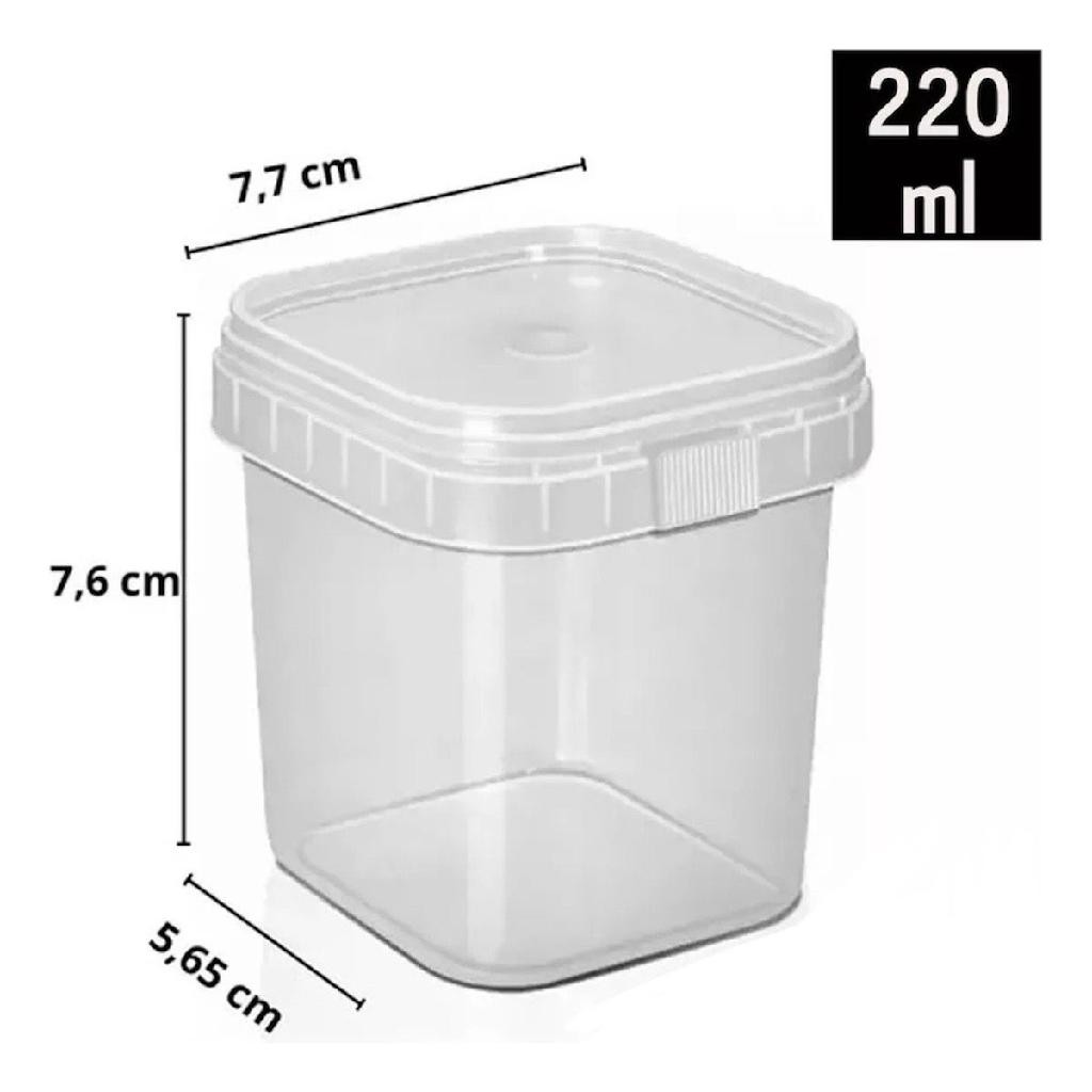 400un Pote Quadrado C/ Tampa 220ml Lacre Plastilânia - 24Hs — imagem 2 de 2