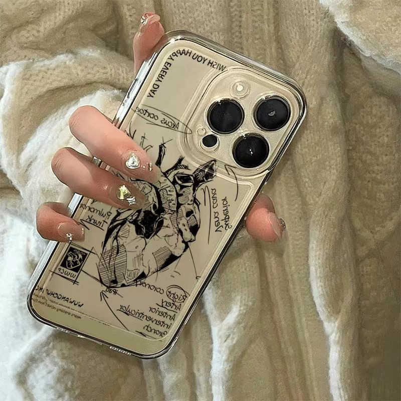 Capinha Capa Resistente A Choques De Padrão de coração iphone 11 12 13 14 15 16 pro max 14 15 16 plus em Oferta na Shopee