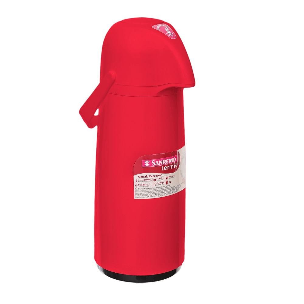 Garrafa Térmica Plástica Expressar Vermelha 1L Termic Sanremo em Oferta na Shopee