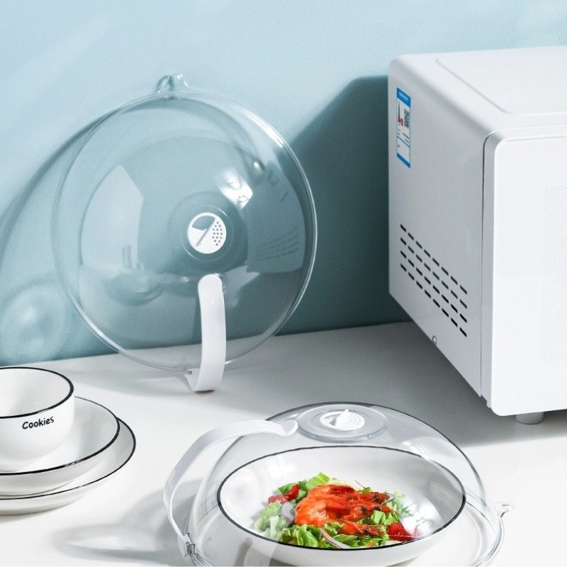 Tampa Para Microondas Protetor Alimentos Anti Sujeira Comida Com Válvula Alça De Plástico Pratos