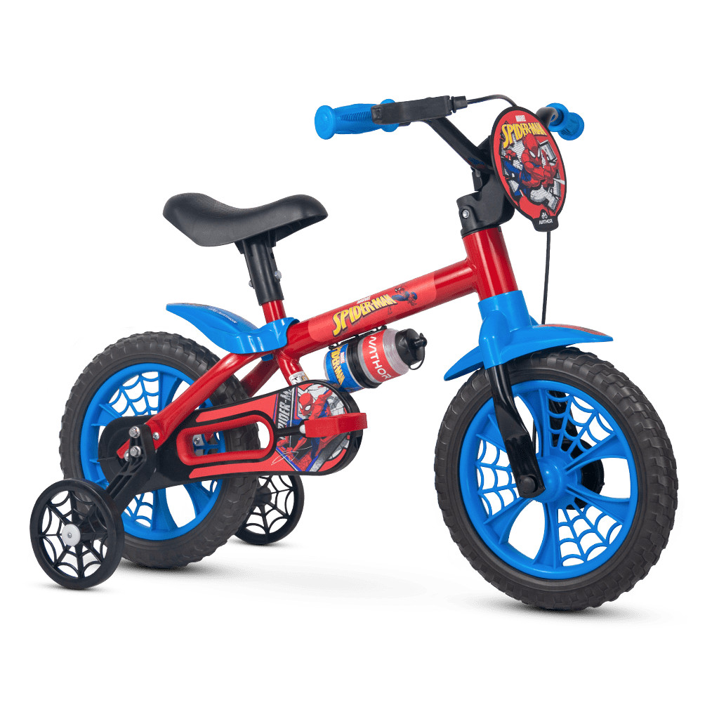 Bicicleta Infantil Nathor Aro 12 com rodinhas Spider Man de 3 a 5 anos em Oferta na Shopee