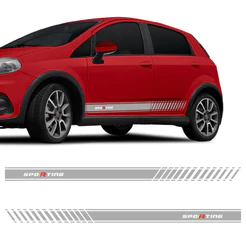 Faixa Lateral Fiat Punto Sporting 2008/2016 Adesivo Prata