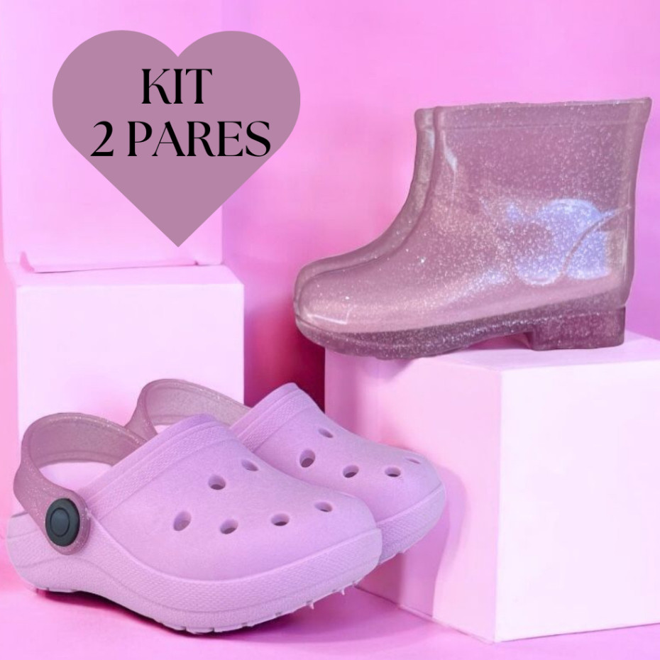 Kit 2 Pares Galocha Infantil Menina Papete Feminina Babuche Macio Super Oferta Premium