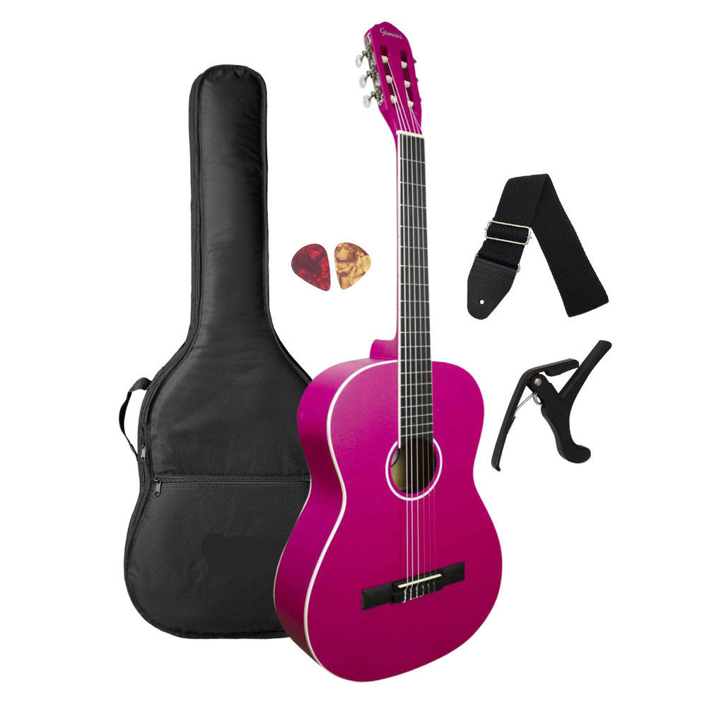 Violao Iniciante Giannini N-14 Rosa Acetinado + acessórios