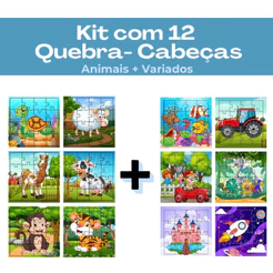 Kit 12 Jogos Quebra Cabeça Infantil (12 unidades) brinquedo pedagogo para criança aprendizado