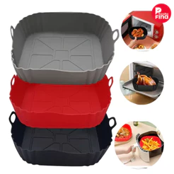 Forma Silicone Reforçada Quadrada 19cm Air Fryer 4~6 Litros Durável Resistente