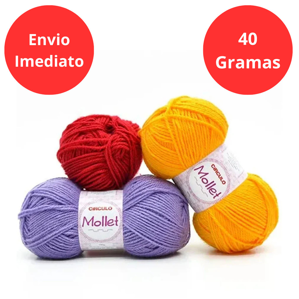 Lã Mollet Círculo Para Crochê Tricô Novelo Com 40g 80m tex 500 escolha as cores