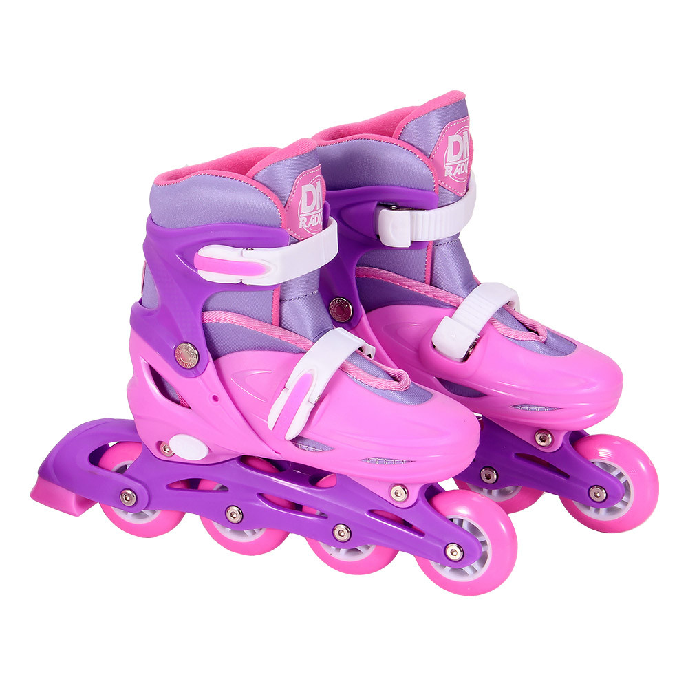 Patins Inline Ajustável com Acessórios Rosa Tamanho M 34-37