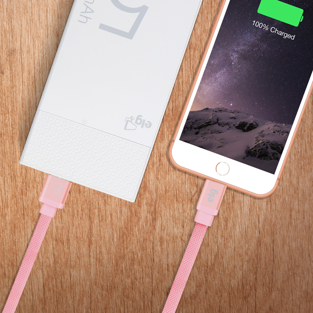 Cabo Micro USB, Sincronização e Recarga 12W 2.4A, Tecido Reforçado, 1 metro, Rosa, CNV510PK, ELG em Oferta na Shopee
