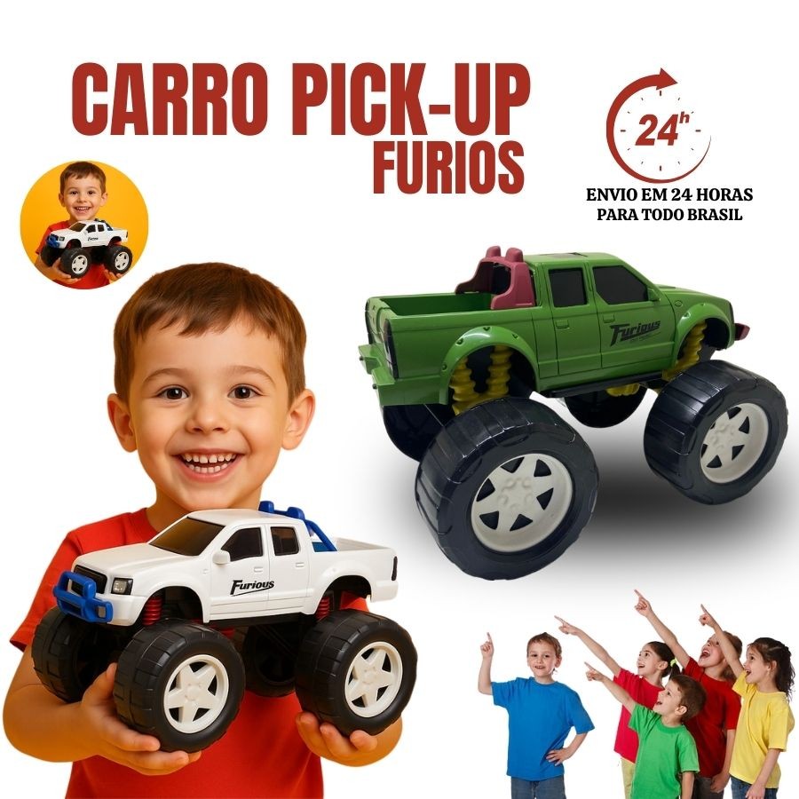 Caminhonete Pick-Up Brinquedo Trooper Carrinho Roda Grandes Usual Brinquedos Verde Branco
