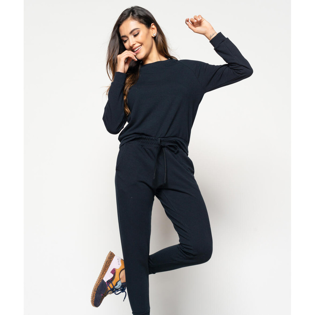 Conjunto De Moletinho Com Casaco Gola Canoa E Calça Jogger Salvatore Fashion