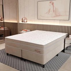 Cama Box Queen (158X198) D26 Creme Suecia Pocket Topazio Colchões