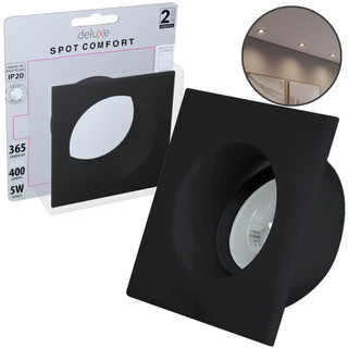 Spot de Led Comfort 6500k Branco Frio 5w Recuado Quadrado Embutir 110v/220v Bivolt Preto Cód: 908833133 Deluxe