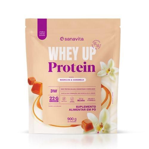 Whey UP Protein da Sanavita Sabor Caramelo e Baunilha 900g em Oferta na Shopee