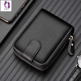 Titular do cartão de visita Carteira de couro genuíno carteira carteira carteira carteira crédito homem e mulher com zíp em Oferta na Shopee