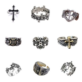 Anel De Abertura De Corações Cromados Punk Gótico Para Homens Crucifixo Anéis Ajustáveis Joias Diárias Masculinas em Oferta na Shopee
