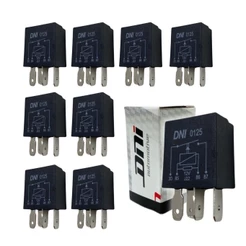 Kit 10 Mini Rele Auxiliar 12V 40 Amperes Resistor 4 Pinos Para Automóveis Universal DNI0125