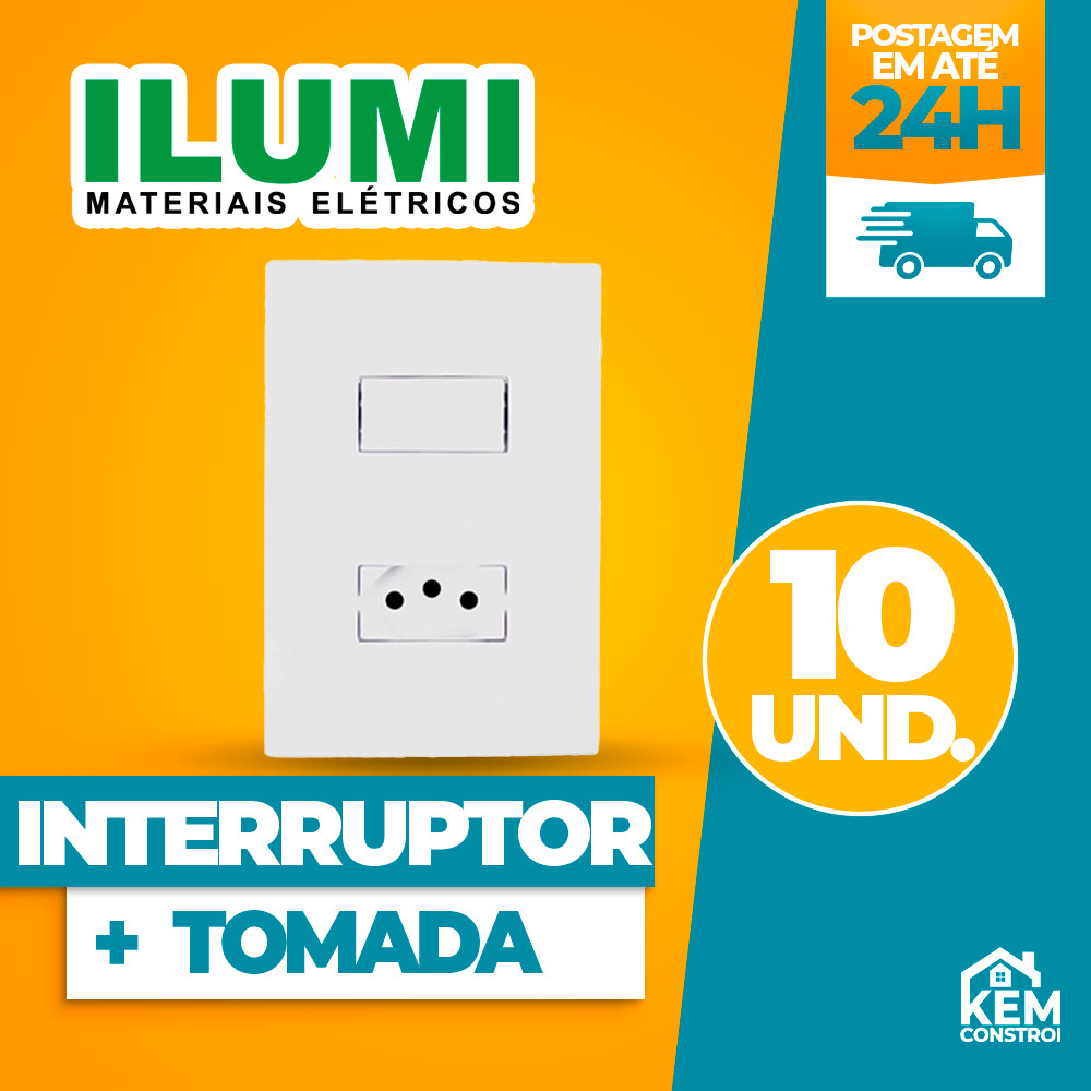 Interruptor + Tomada 10a Simples 4x2 Linha I9 Ilumi em Oferta na Shopee