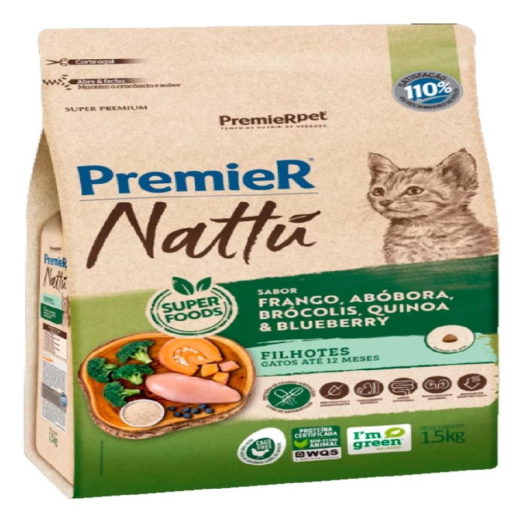 Ração Gatos Premier Nattu Filhotes Abóbora 1,5kg