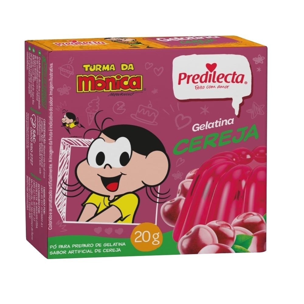 Gelatina Predilecta Cereja Turma da Mônica 20g ¿ Embalagem 36 Unidades em Oferta na Shopee