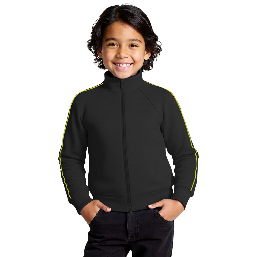 Blusa Helanca Infantil Preto Friso Listra Amarelo