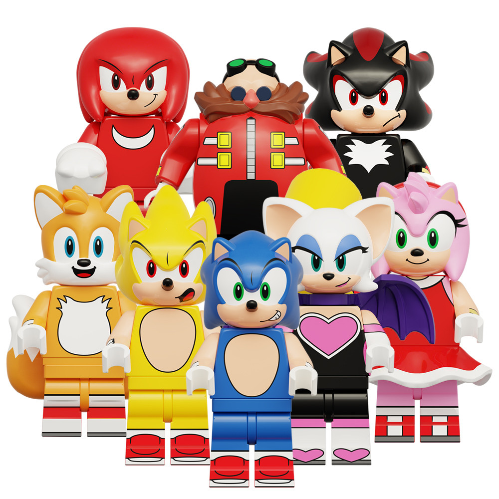 Novo Anime Dr . Eggman Amy Rose Rouge O Morcego Nakkurusu Teirusu Prata Blocos De Construção Figura Brinquedos