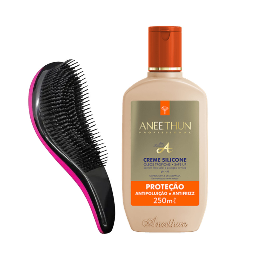 Kit Creme De Silicone Proteção Aneethun + Escova Mágica Desembaraçadora