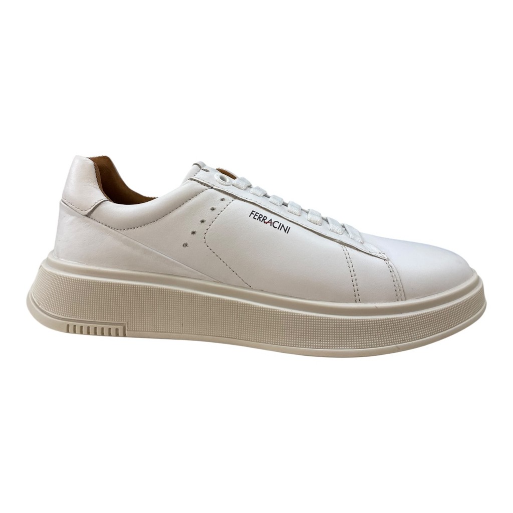 Sapatênis Casual Masculino Ferracini Logan Couro Calce Fácil 9312-678C Branco