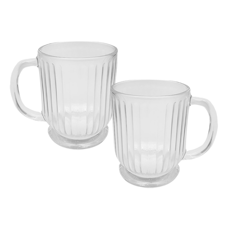Caneca Xicara De Vidro Canelada Alça Grafiatto Chá Café 200mL