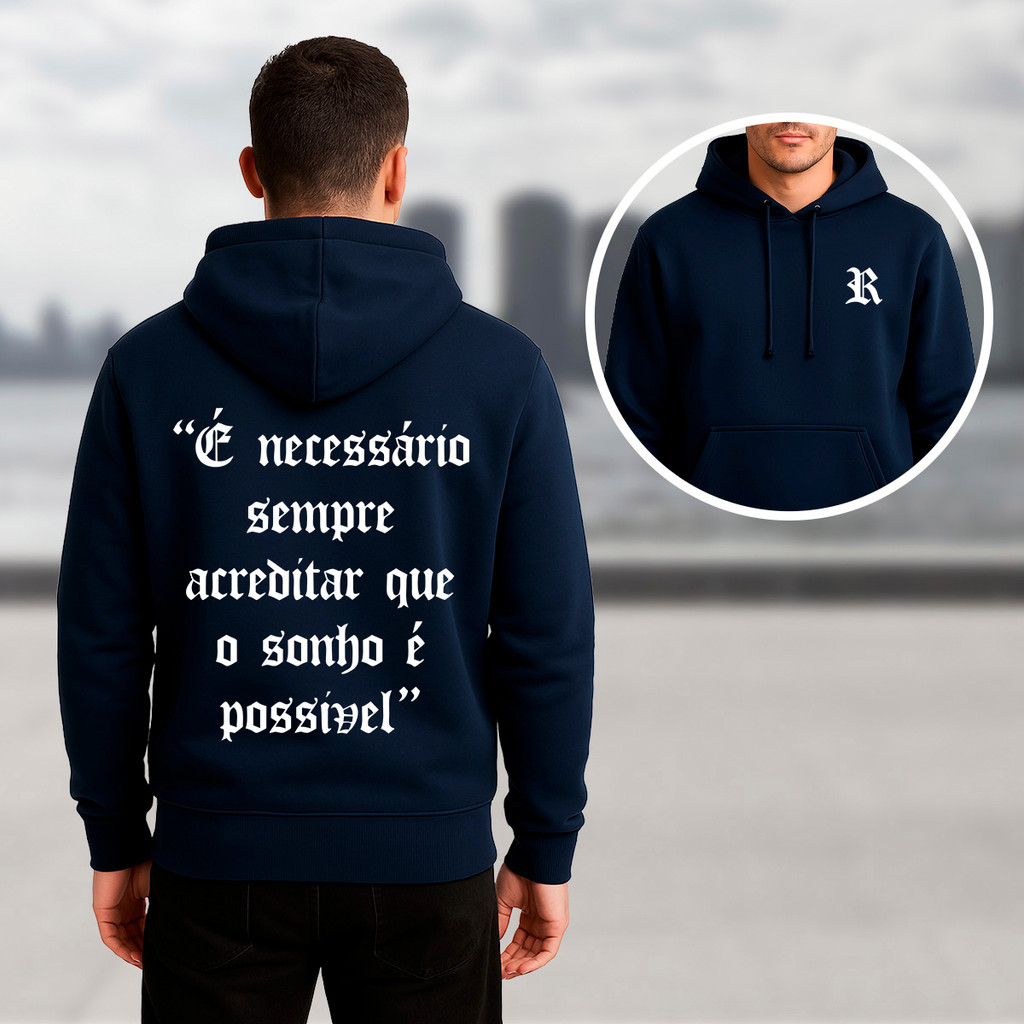 Moletom Com Capuz Premium Frases Racionais MCs Frases Acreditar Que o Sonho é Possível Streetwear Top em Oferta na Shopee
